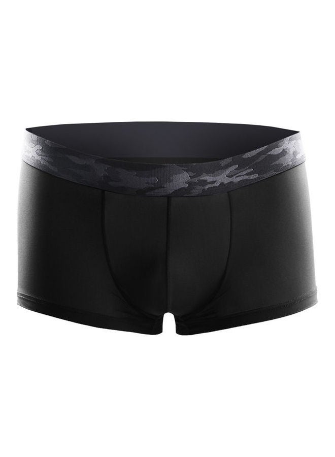 Solid Elastic Breathable Boxers Black