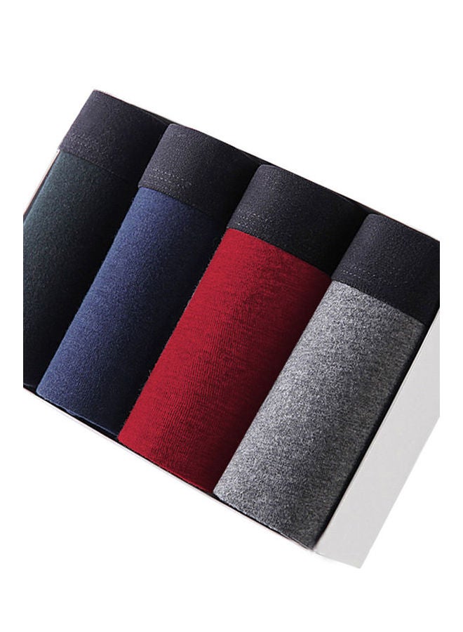 4-Piece Elastic Cotton Boxers Blue/Red/Green