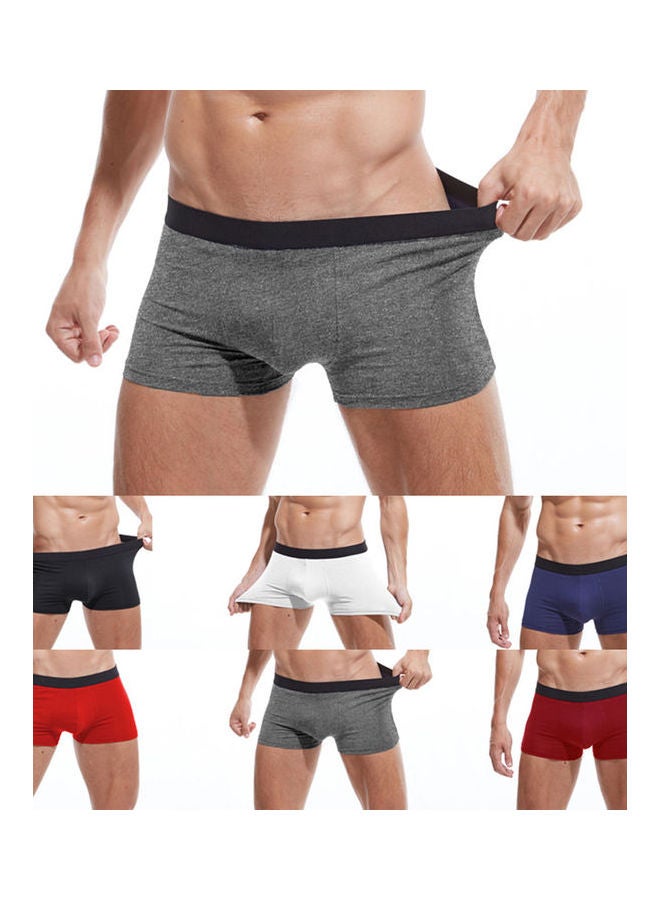 4-Piece Elastic Cotton Boxers Blue/White/Grey