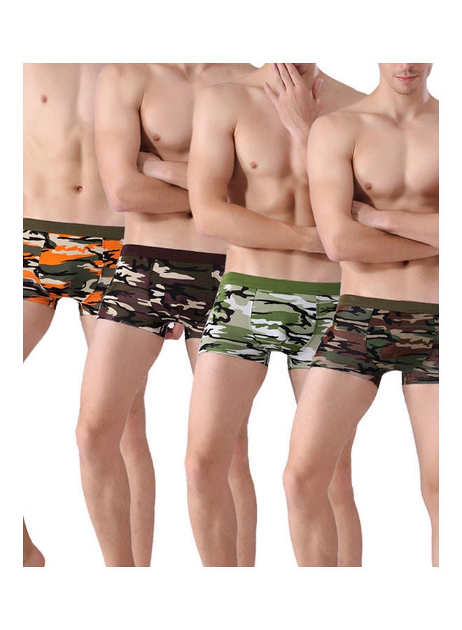 4-Piece Breathable Seamless Boxers Set Dark Brown/Olive Green/White