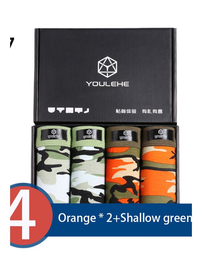 4-Piece Breathable Seamless Boxers Set Green/Brown/Orange