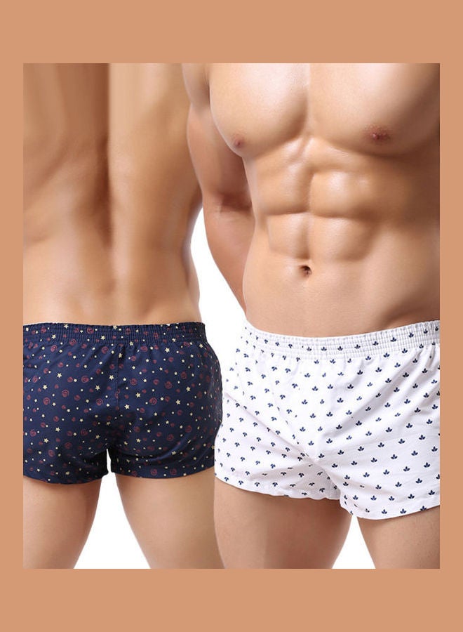 Fashionable Dots Clover Printed Boxers Blue