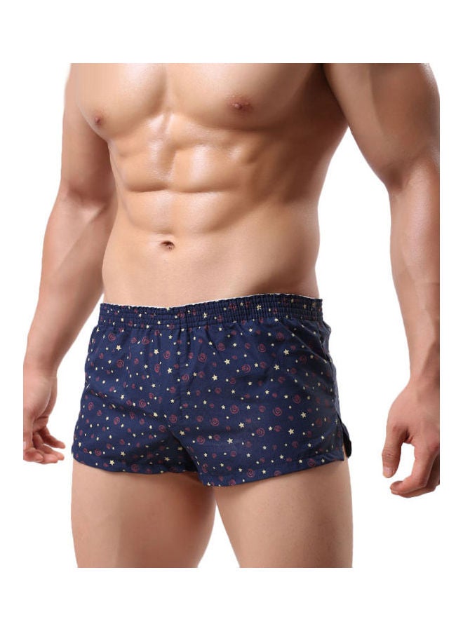 Fashionable Dots Clover Printed Boxers Blue