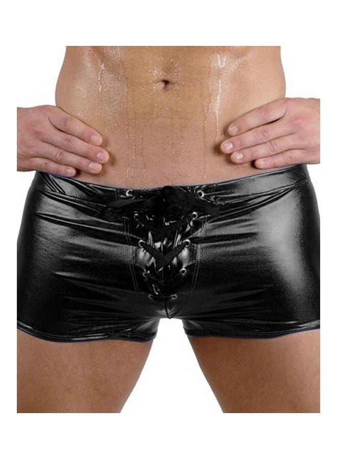 Fashionable Club Patent Boxers Black