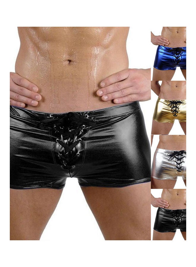 Fashionable Club Patent Boxers Black