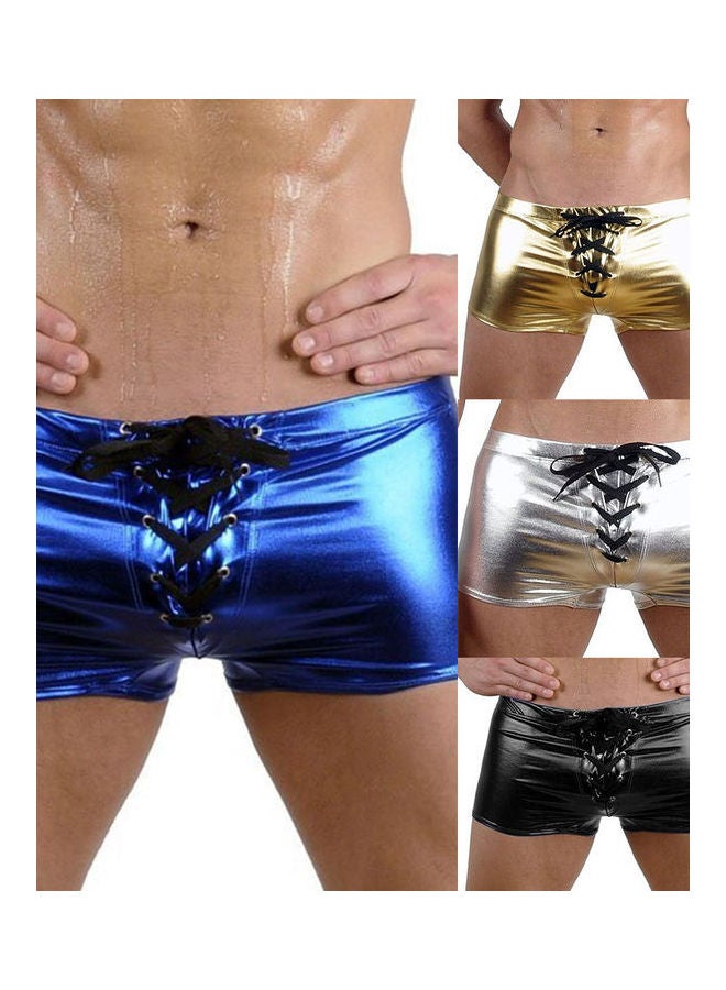 Fashionable Club Patent Boxers Black