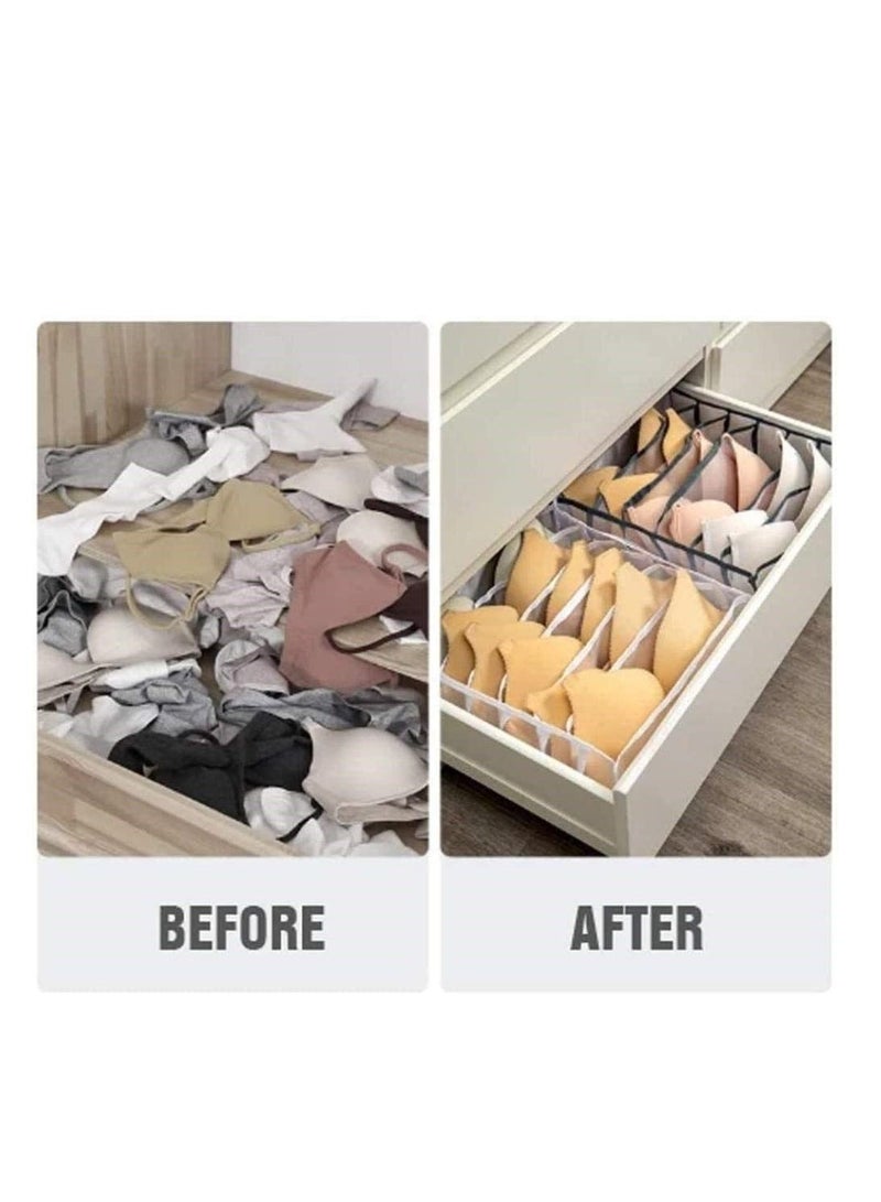 Underwear Storage Organizer, 3Pcs Underwear Drawer Organiser Foldable Storage Box Compartment, Multi-Grid Cabinet Organizers Divider Box for Organizing Bras, Socks,Ties, Belts