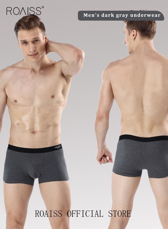 4 Pack Set Men's 95% Cotton Boxers Shorts Briefs Breathable Soft Underpants Summer High Elastic Classic Teenager Underwear