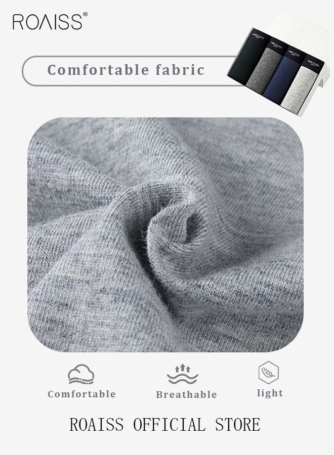 4 Pack Set Men's 95% Cotton Boxers Shorts Briefs Breathable Soft Underpants Summer High Elastic Classic Teenager Underwear