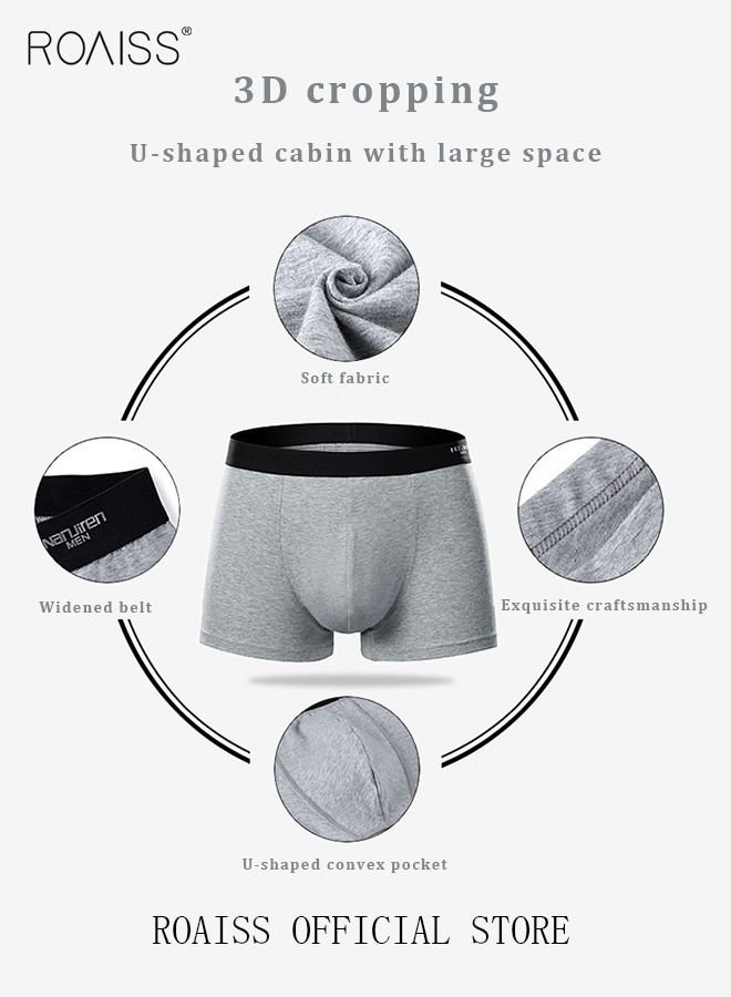 4 Pack Set Men's 95% Cotton Boxers Shorts Briefs Breathable Soft Underpants Summer High Elastic Classic Teenager Underwear