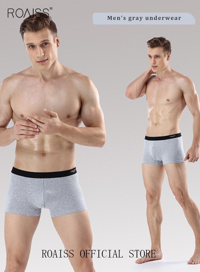4 Pack Set Men's 95% Cotton Boxers Shorts Briefs Breathable Soft Underpants Summer High Elastic Classic Teenager Underwear