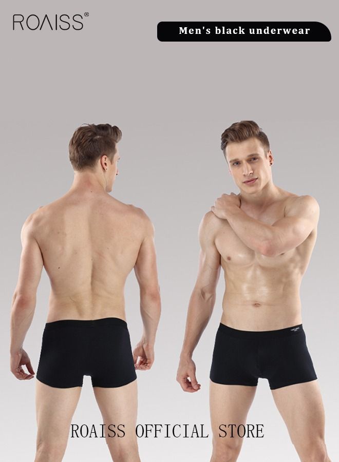 4 Pack Set Men's 95% Cotton Boxers Shorts Briefs Breathable Soft Underpants Summer High Elastic Classic Teenager Underwear