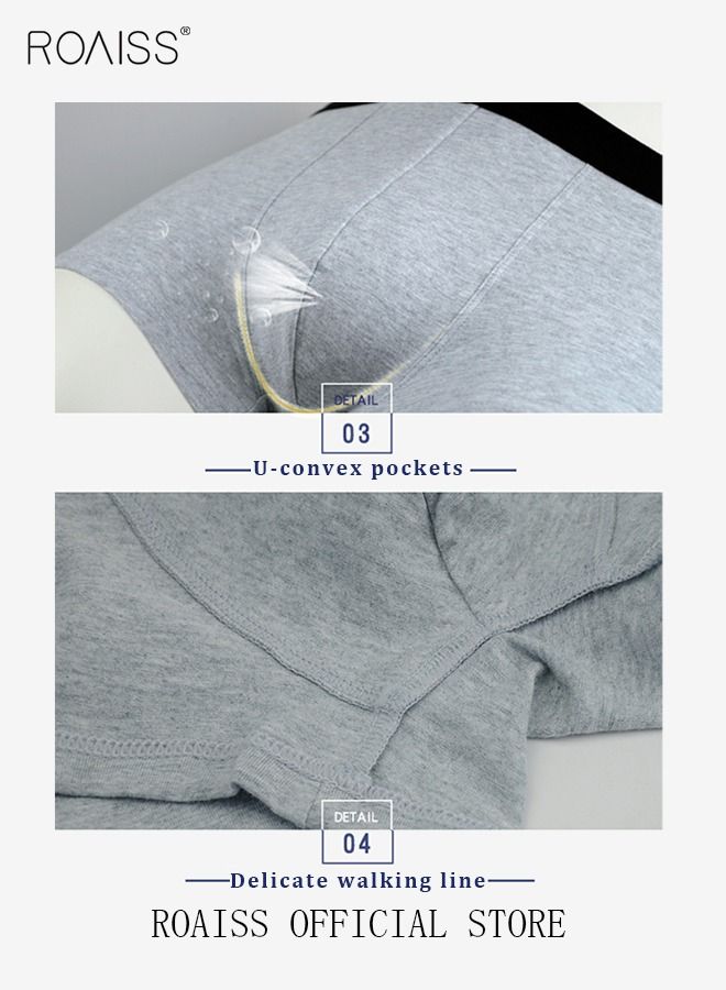 4 Pack Set Men's 95% Cotton Boxers Shorts Briefs Breathable Soft Underpants Summer High Elastic Classic Teenager Underwear