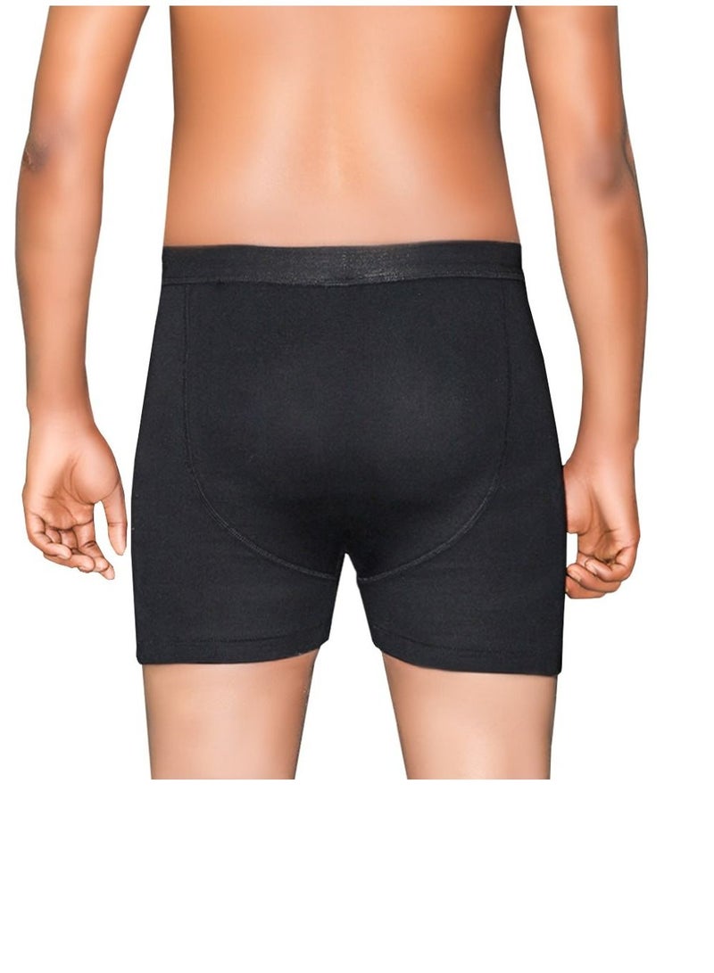 Men Plain Black Underwear Boxer Combed Cotton Six Pcs Pack