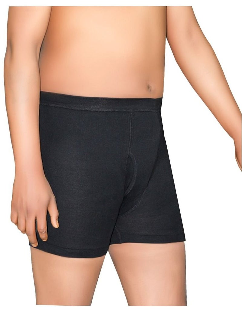 Men Plain Black Underwear Boxer Combed Cotton Six Pcs Pack
