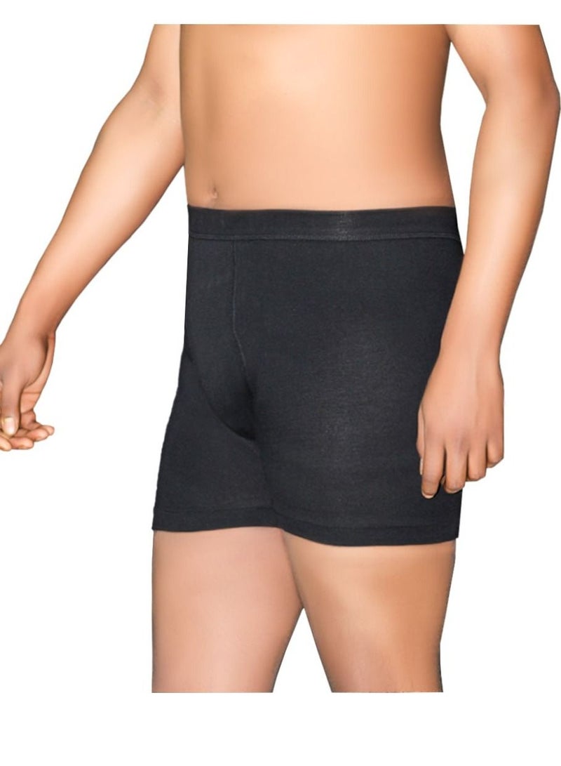 Men Plain Black Underwear Boxer Combed Cotton Six Pcs Pack