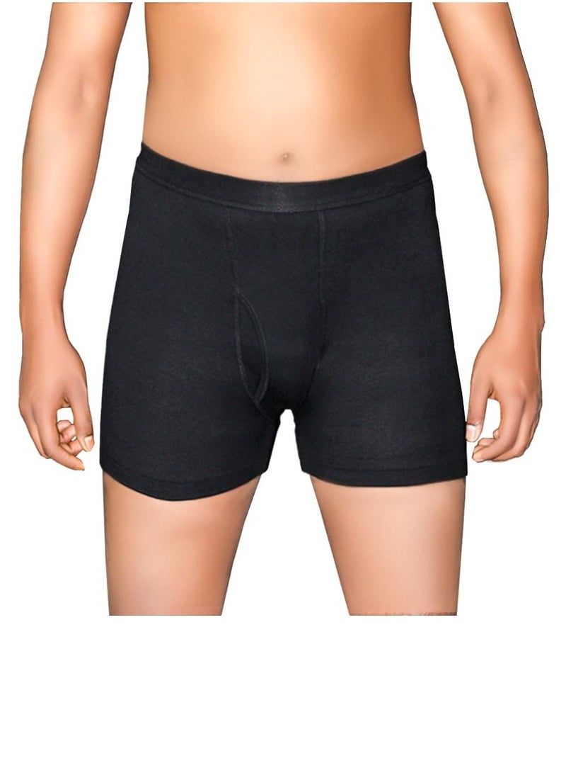 Men Plain Black Underwear Boxer Combed Cotton Six Pcs Pack