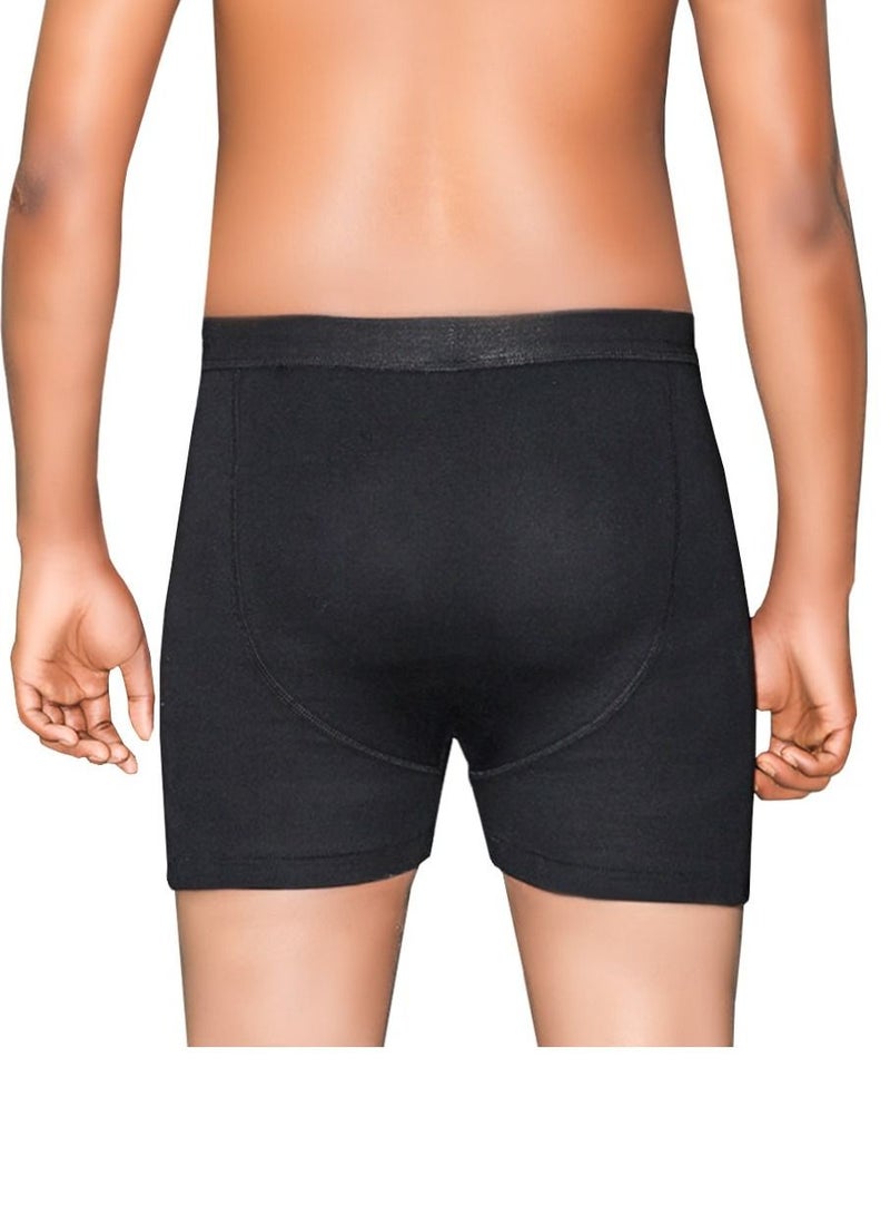 Men Plain Black Boxer Combed Cotton Three Pcs Pack
