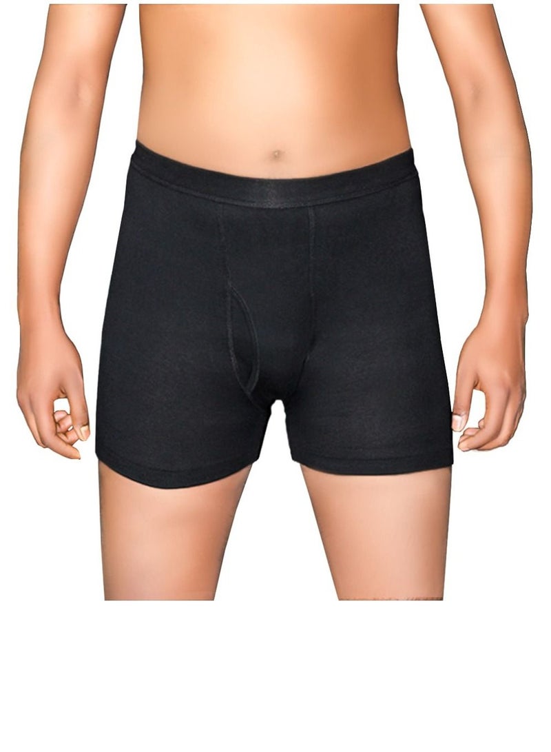 Men Plain Black Boxer Combed Cotton Three Pcs Pack