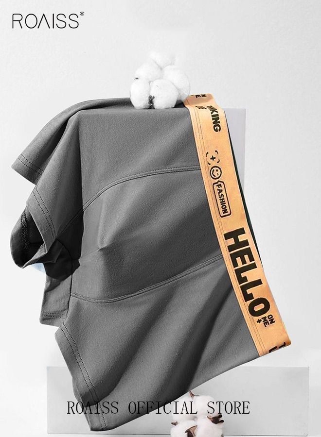 Men's Boxers 4 Pack Set Trend Men's Teenage Boys Underwear Breathable Cotton Short Briefs High Elastic Classic Elastic Waistband Underwear