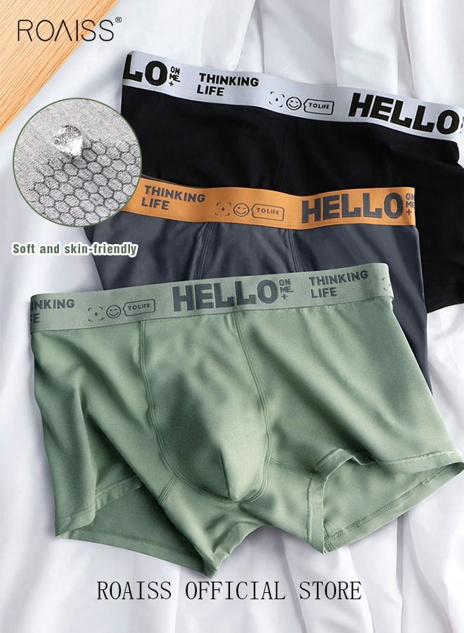 Men's Boxers 4 Pack Set Trend Men's Teenage Boys Underwear Breathable Cotton Short Briefs High Elastic Classic Elastic Waistband Underwear