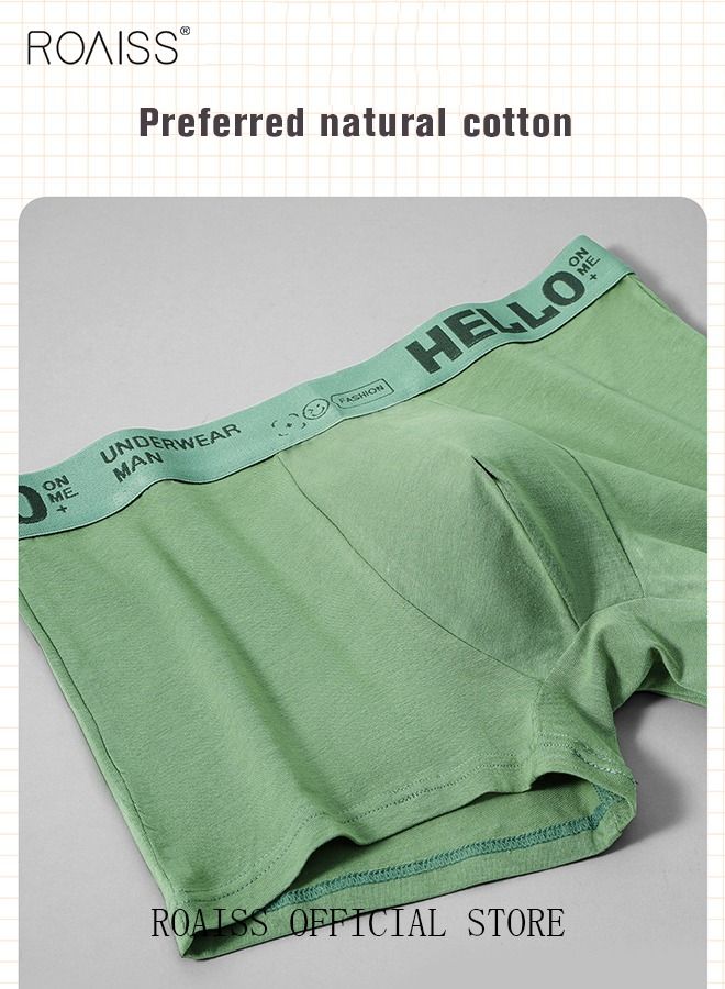 Men's Boxers 4 Pack Set Trend Men's Teenage Boys Underwear Breathable Cotton Short Briefs High Elastic Classic Elastic Waistband Underwear