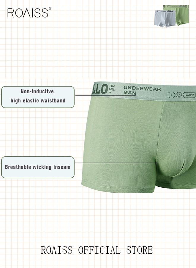 Men's Boxers 4 Pack Set Trend Men's Teenage Boys Underwear Breathable Cotton Short Briefs High Elastic Classic Elastic Waistband Underwear