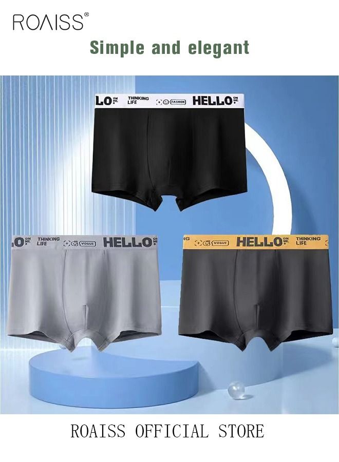 Men's Boxers 4 Pack Set Trend Men's Teenage Boys Underwear Breathable Cotton Short Briefs High Elastic Classic Elastic Waistband Underwear