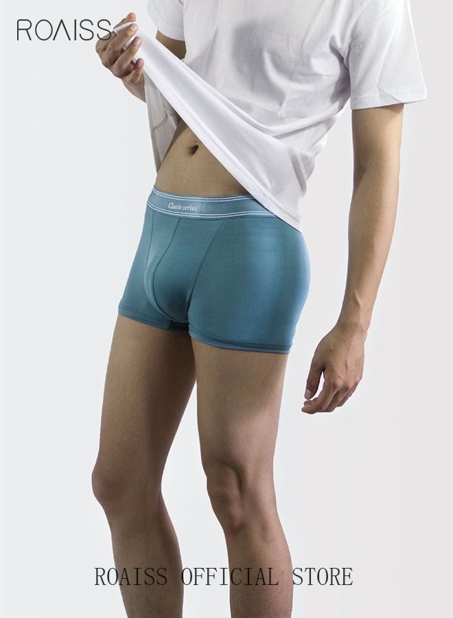 3 Pack Set Men's Boy's Modal Boxers Shorts Briefs Breathable Soft Underpants Summer Elastic Large Size Teenager Classic Underwear Mint Blue+Light Grey+Dark Grey
