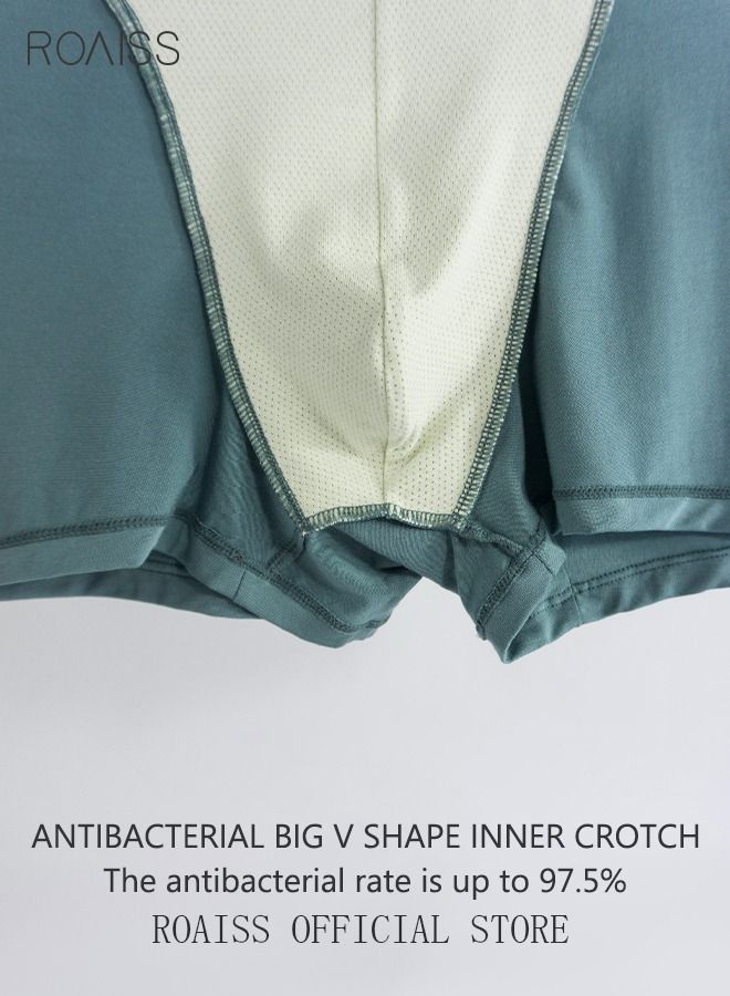 3 Pack Set Men's Boy's Modal Boxers Shorts Briefs Breathable Soft Underpants Summer Elastic Large Size Teenager Classic Underwear Mint Blue+Light Grey+Dark Grey