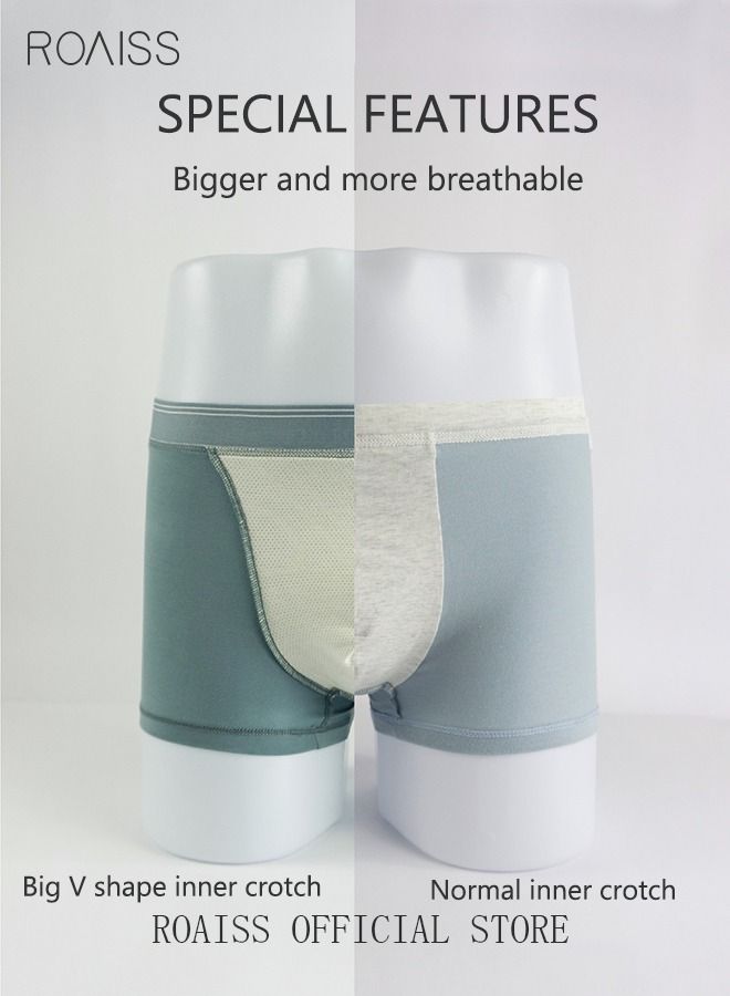 3 Pack Set Men's Boy's Modal Boxers Shorts Briefs Breathable Soft Underpants Summer Elastic Large Size Teenager Classic Underwear Mint Blue+Light Grey+Dark Grey