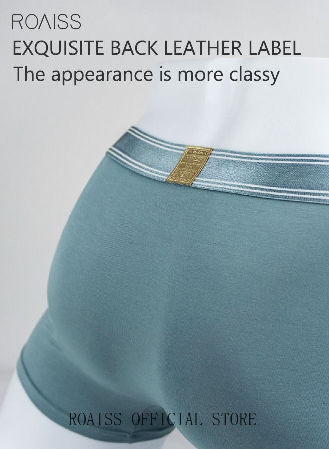 3 Pack Set Men's Boy's Modal Boxers Shorts Briefs Breathable Soft Underpants Summer Elastic Large Size Teenager Classic Underwear Mint Blue+Light Grey+Dark Grey