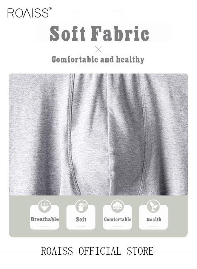 Set of 4 Men's 95% Cotton Boxer Shorts Breathable Soft Underwear Summer High Stretch Seamless Underwear