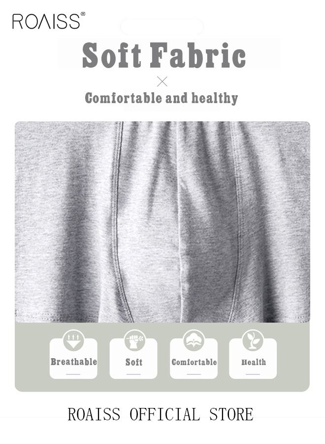 Set of 4 Men's 95% Cotton Boxer Shorts Breathable Soft Underwear Summer High Stretch Seamless Underwear