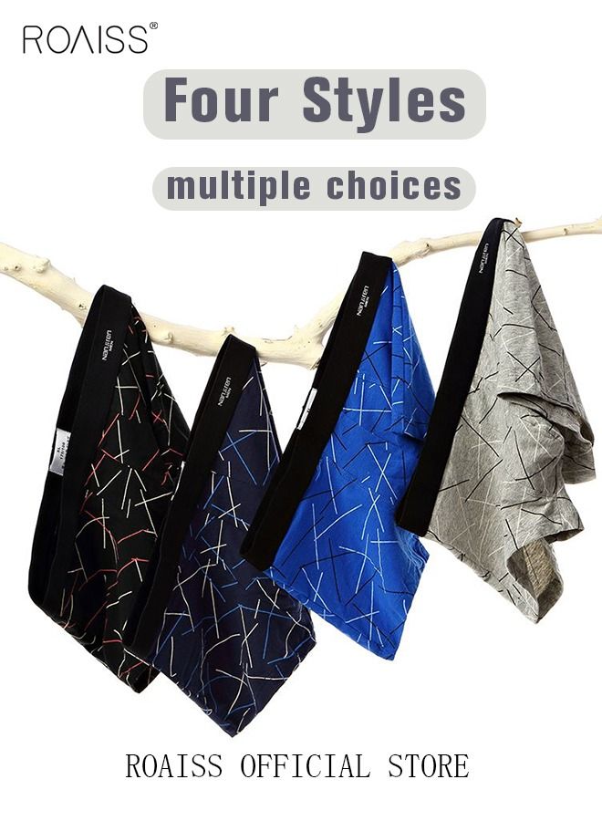 Set of 4 Men's 95% Cotton Boxer Shorts Breathable Soft Underwear Summer High Stretch Seamless Underwear