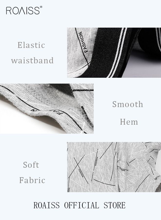 Set of 4 Men's 95% Cotton Boxer Shorts Breathable Soft Underwear Summer High Stretch Seamless Underwear