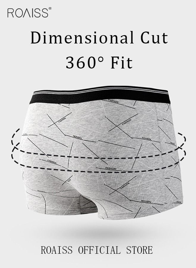 Set of 4 Men's 95% Cotton Boxer Shorts Breathable Soft Underwear Summer High Stretch Seamless Underwear