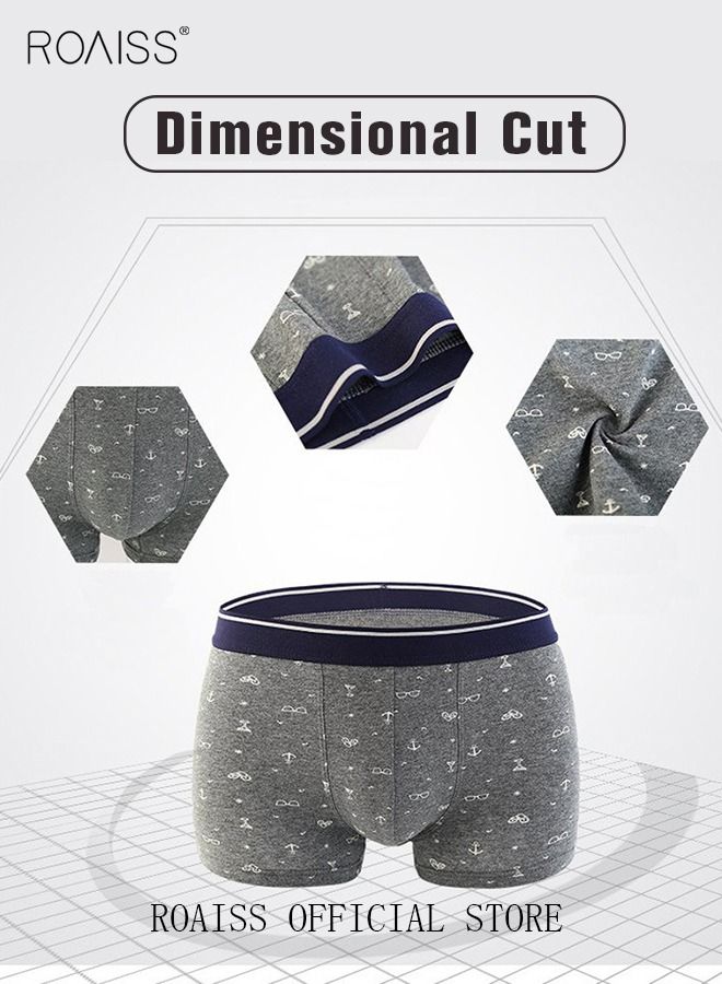 4 Pack Set Men's  95% Cotton Boxer Shorts Breathable Soft Underwear Summer High Stretch Seamless Underwear