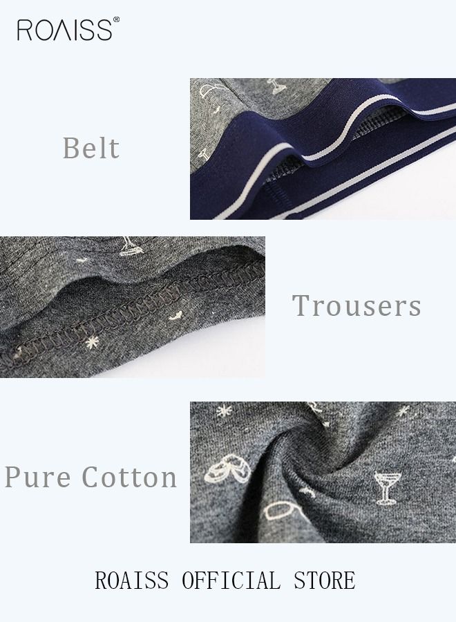 4 Pack Set Men's  95% Cotton Boxer Shorts Breathable Soft Underwear Summer High Stretch Seamless Underwear