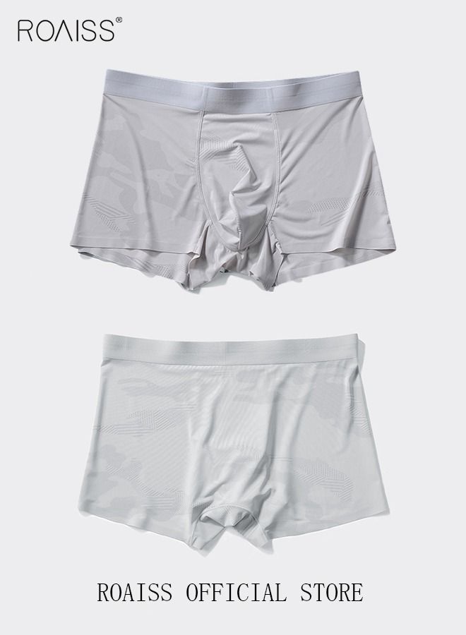 Set of 3 Men's Boys Ice Silk Boxer Briefs Boxer Briefs Breathable Soft Underwear Summer Stretch Plus Size Teen Classic Briefs