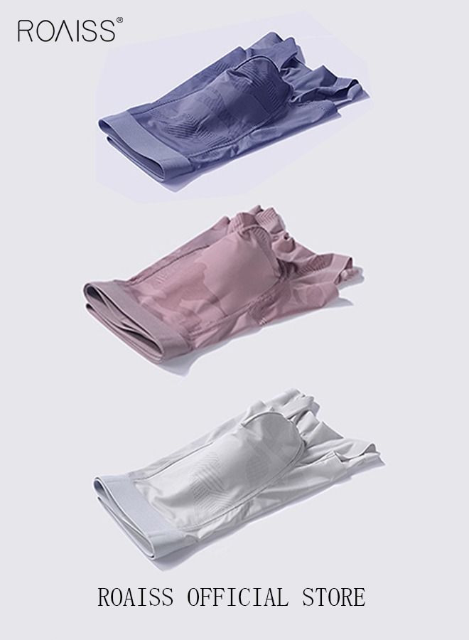 Set of 3 Men's Boys Ice Silk Boxer Briefs Boxer Briefs Breathable Soft Underwear Summer Stretch Plus Size Teen Classic Briefs