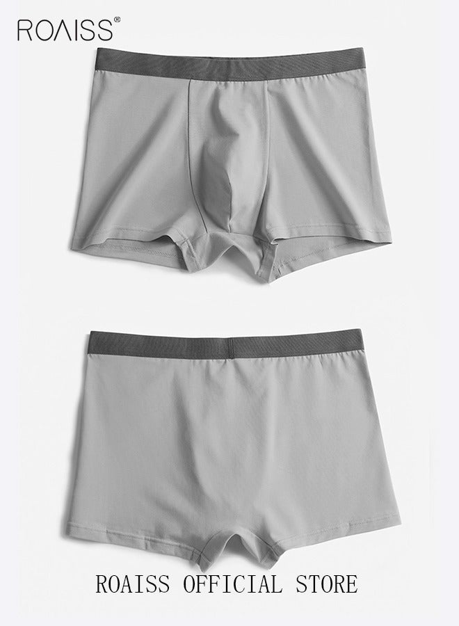Set of 3 Men's Boys Cotton Boxer Briefs Breathable Soft Underwear Summer Stretch Large Size Plus Fat Men's Boxer Briefs