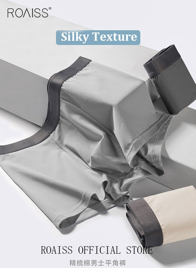 Set of 3 Men's Boys Cotton Boxer Briefs Breathable Soft Underwear Summer Stretch Large Size Plus Fat Men's Boxer Briefs