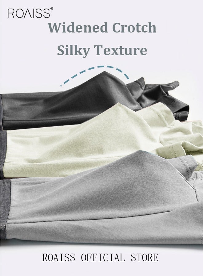 Set of 3 Men's Boys Cotton Boxer Briefs Breathable Soft Underwear Summer Stretch Large Size Plus Fat Men's Boxer Briefs