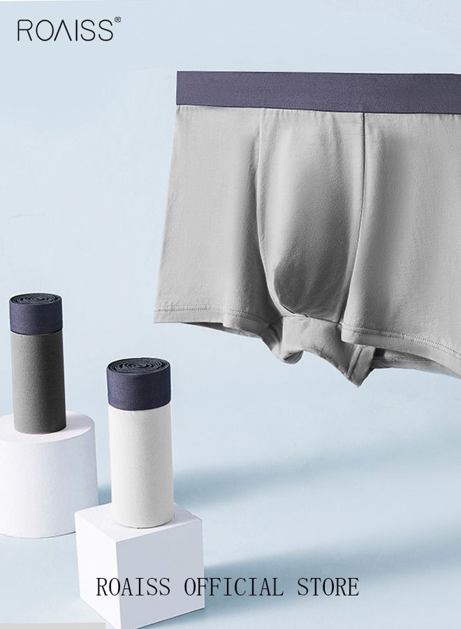 Set of 3 Men's Boys Cotton Boxer Briefs Breathable Soft Underwear Summer Stretch Large Size Plus Fat Men's Boxer Briefs