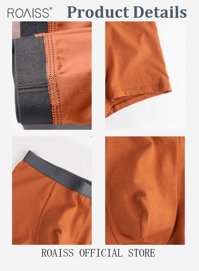 Set of 3 Men's Boys Cotton Boxer Briefs Breathable Soft Underwear Summer Stretch Large Size Plus Fat Men's Boxer Briefs