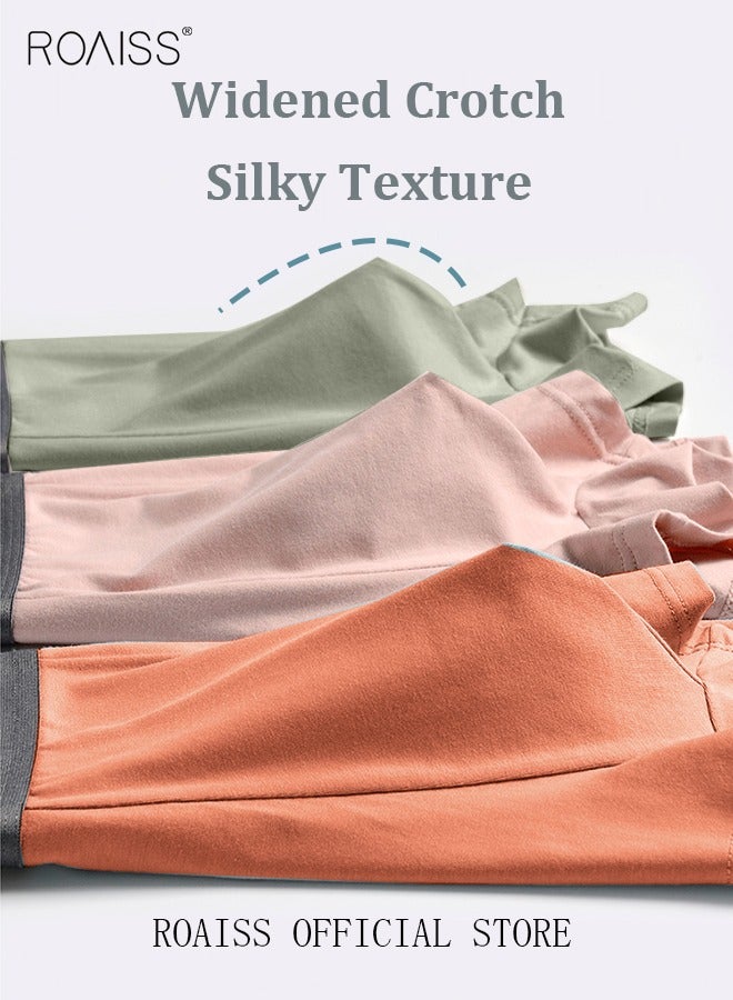 Set of 3 Men's Boys Cotton Boxer Briefs Breathable Soft Underwear Summer Stretch Large Size Plus Fat Men's Boxer Briefs