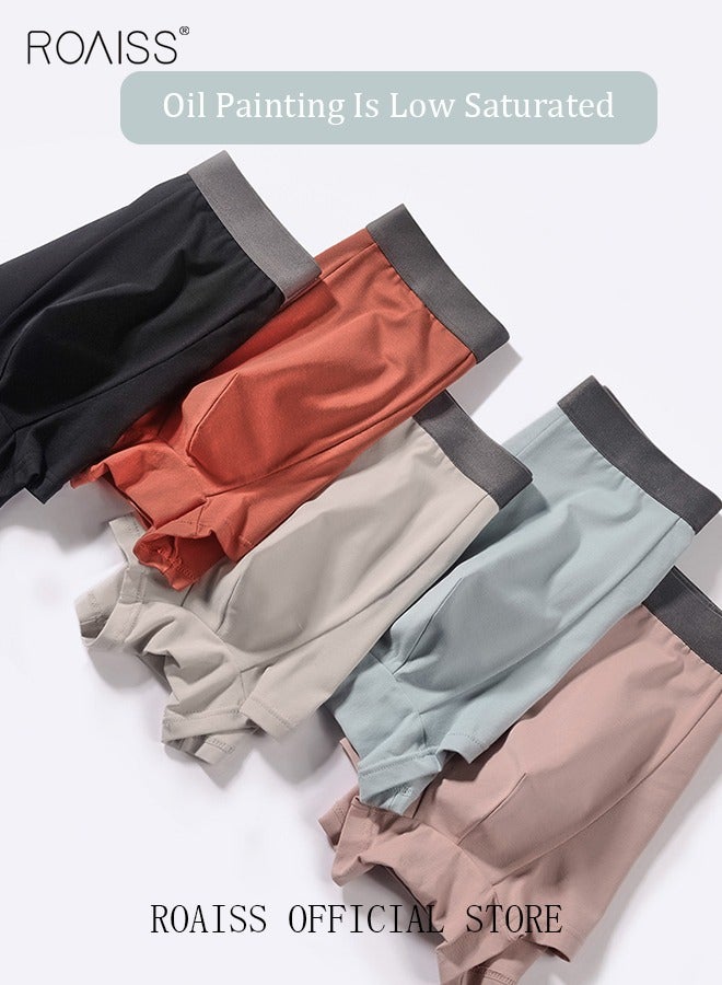 Set of 3 Men's Boys Cotton Boxer Briefs Breathable Soft Underwear Summer Stretch Large Size Plus Fat Men's Boxer Briefs