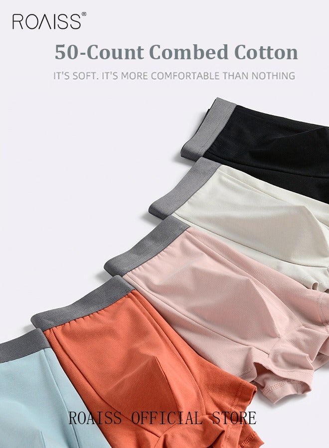 Set of 3 Men's Boys Cotton Boxer Briefs Breathable Soft Underwear Summer Stretch Large Size Plus Fat Men's Boxer Briefs