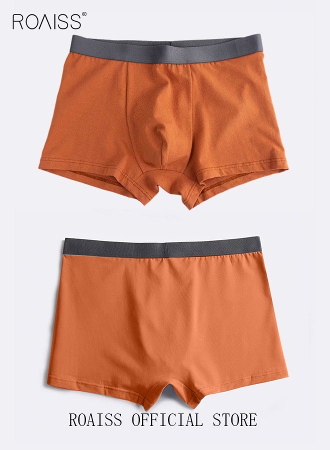 Set of 3 Men's Boys Cotton Boxer Briefs Breathable Soft Underwear Summer Stretch Large Size Plus Fat Men's Boxer Briefs